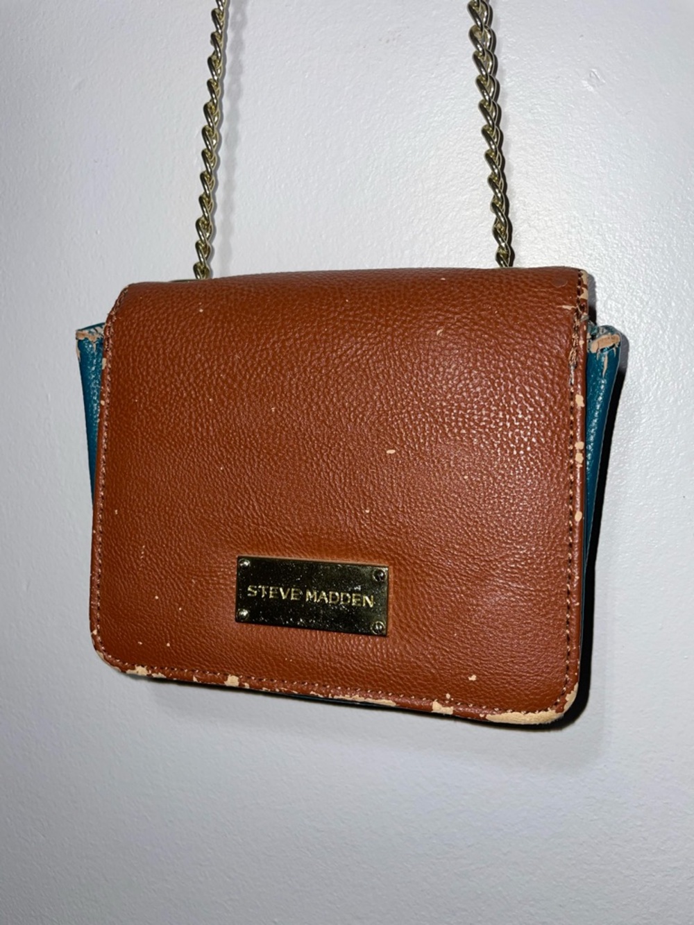Steve Madden Brown Crossbody with Teal Side Accents